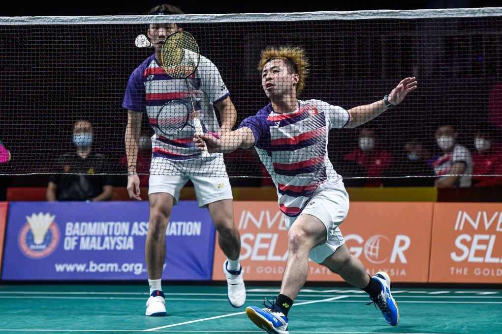 Reginald Lee Chun-hei (front) and doubles partner Law Cheuk-him take one point for Hong Kong against India at the Asia Team Championships in Malaysia. Photo: Badminton Asia