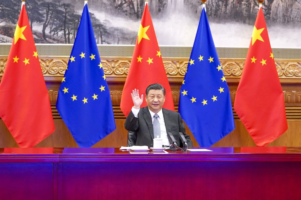 Chinese President Xi Jinping 
greets EU leaders via video link in December 2020. Photo: Xinhua