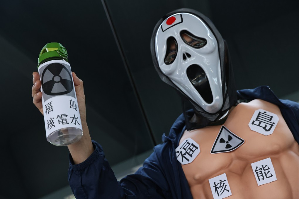 A Hong Kong protester demonstrating in 2021 against radioactive waste water from Fukushima. Photo: KY Cheng/SCMP
