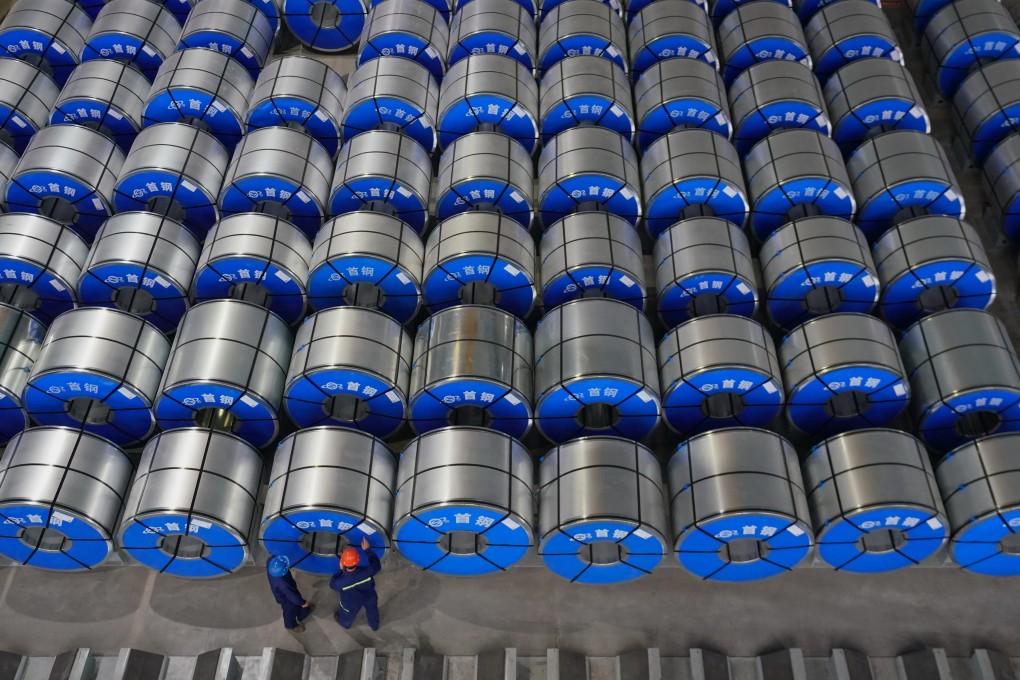 A workshop producing high-end automotive steel plates in Qianan, in China’s northern Hebei province. Photo: Xinhua