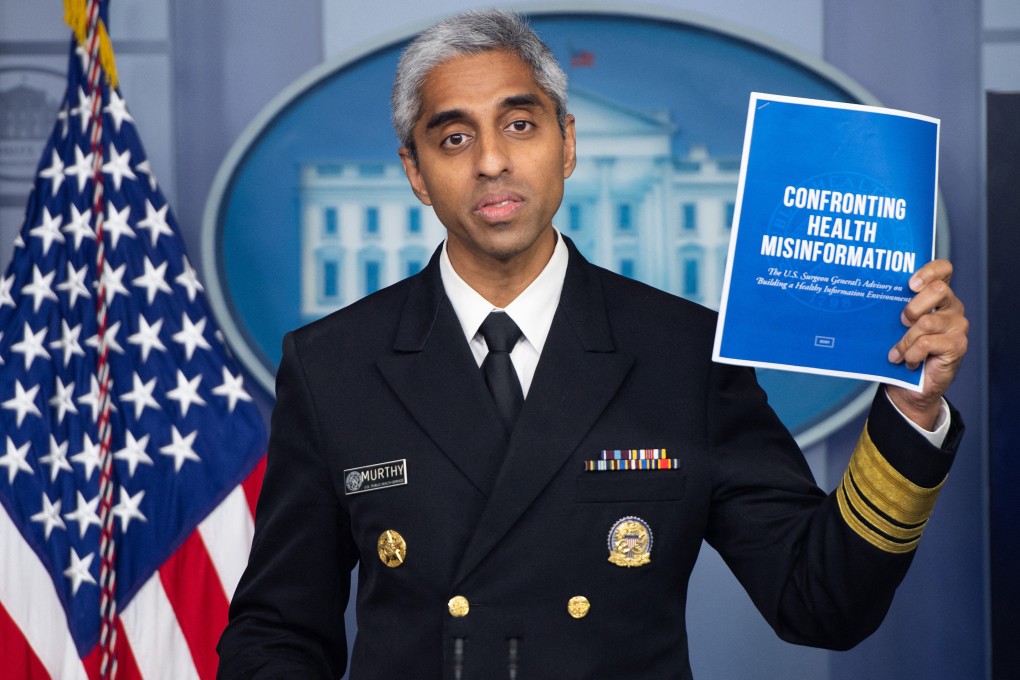 US Surgeon General Vivek Murthy speaks during a press briefing at the White House in July. Photo: TNS