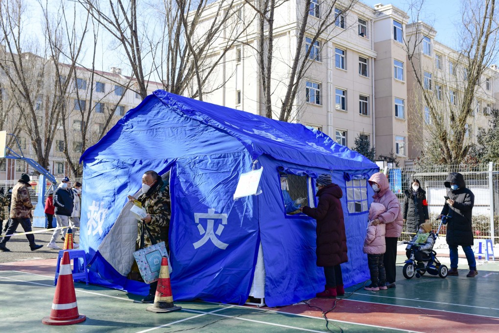 A makeshift Covid-19 testing site in Hohhot, which accounted for all but three cases in Inner Mongolia on Saturday. Photo: Future Publishing via Getty Images