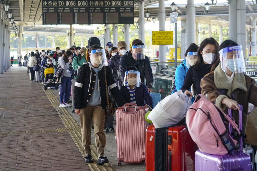 Cross-border travellers queue at Shenzhen Bay Control Point to enter mainland China. Photo: Felix Wong