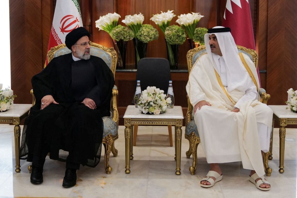 Qatar’s Emir Sheikh Tamim bin Hamad Al-Thani meets Iran’s President Ebrahim Raisi, in Doha, Qatar, on Monday. Photo: Qatar News Agency Handout via Reuters