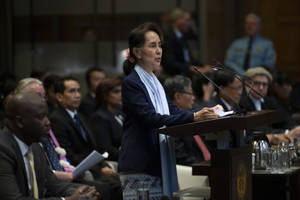 Aung San Suu Kyi addresses judges of the International Court of Justice on December 11, 2019. File photo: AP