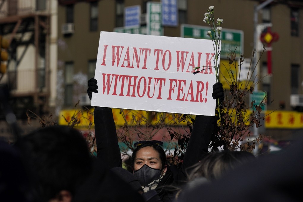 A rally in response to the killing of Christina Yuna Lee. Photo: AP