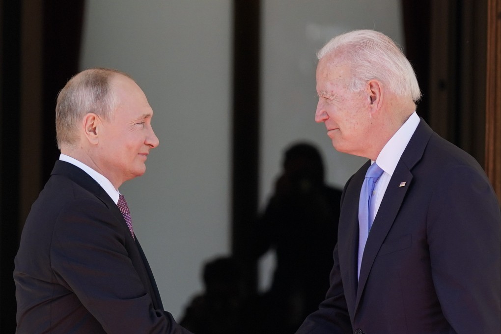 President Joe Biden and Russian President Vladimir Putin meeting Geneva, Switzerland in 2021. File photo: AP