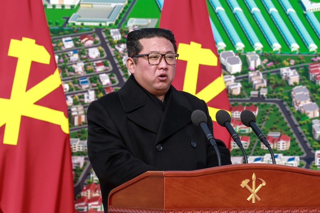 North Korean leader Kim Jong-un delivers a speech in the eastern province of South Hamgyong. Photo: KCNA via dpa