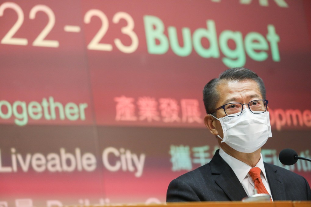 Financial Secretary Paul Chan Mo-po speaks during a press conference after the delivery of the 2022-23 budget. Photo: Yik Yeung -man