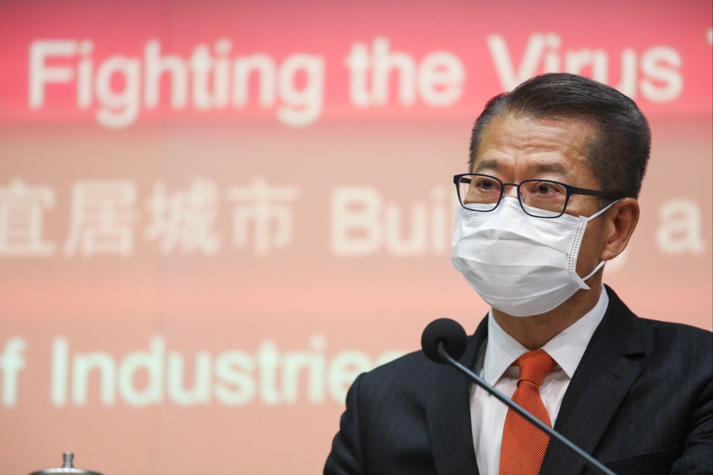 Financial Secretary Paul Chan at a press conference after the delivery of the 2022-23 budget. Photo: Yik Yeung -man