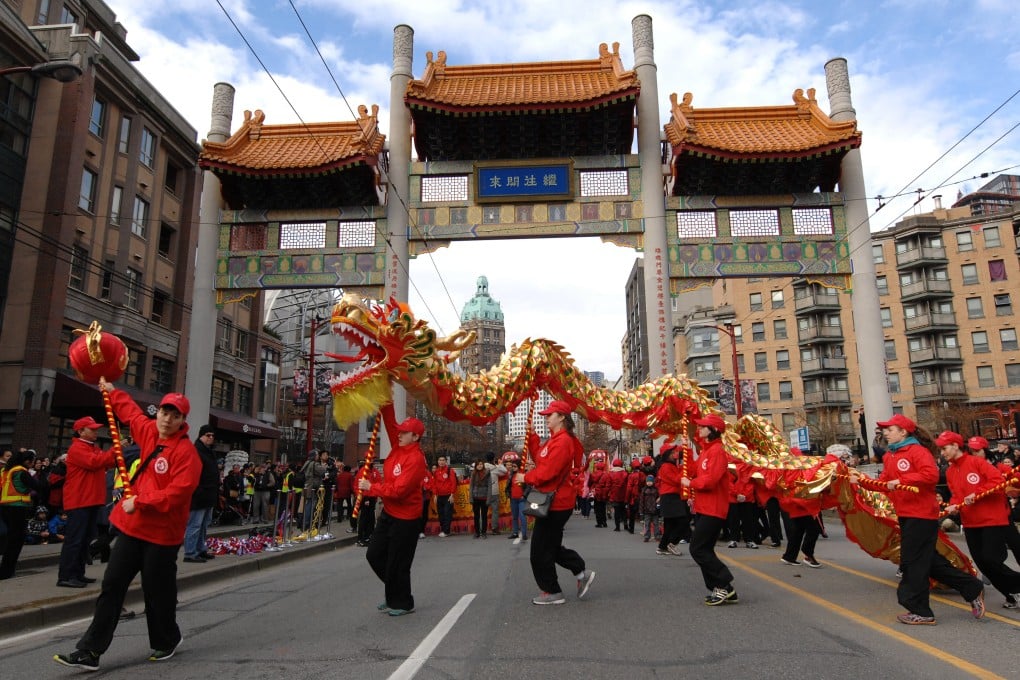 Dragon dancers take part in a Lunar New Year celebration in Vancouver, Canada, in this file photo. Canada’s Chinese communities have been targeted for espionage by the Overseas Chinese Affairs Office, according to a recent court ruling. Photo: Xinhua