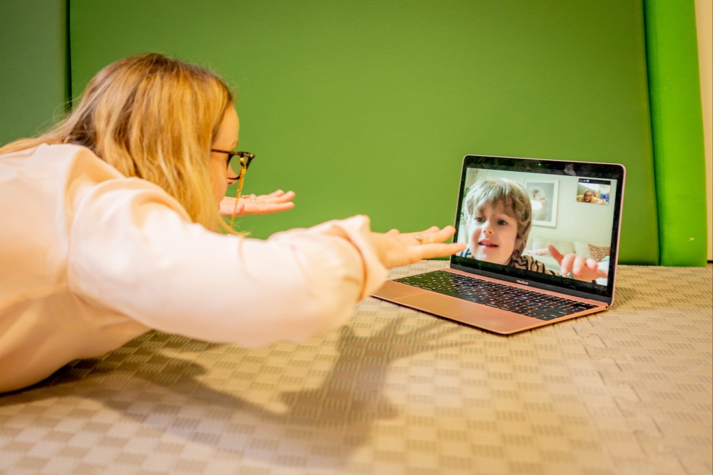 Bree Crocket, of the Spot centre in Hong Kong, hosts an online session. Photo: Ruth Ansari