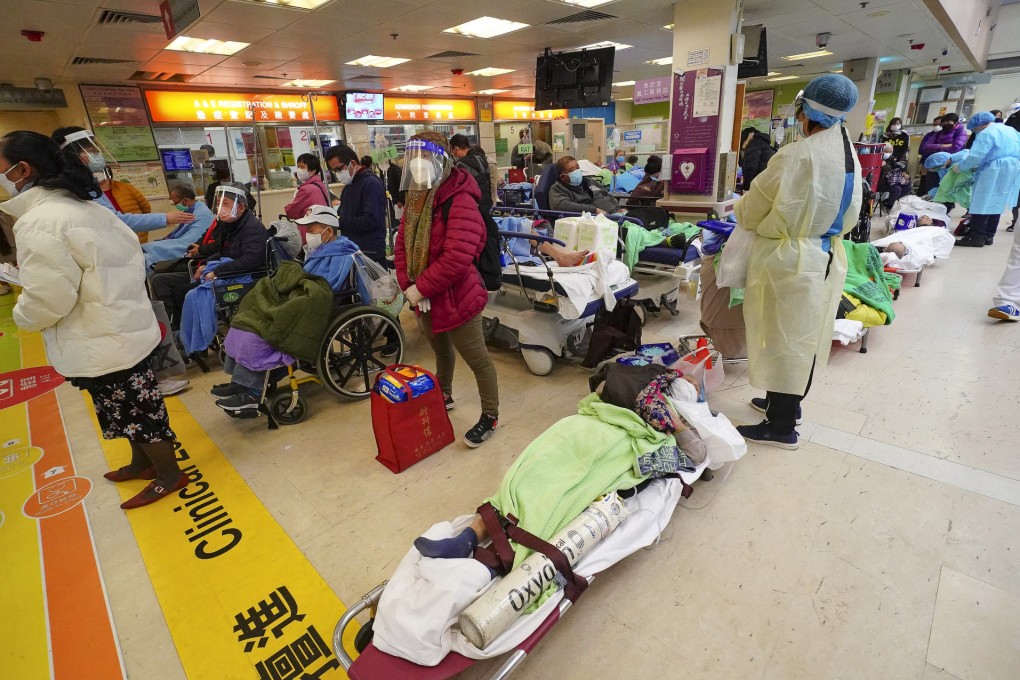 Covid-19 patients wait at the accident and emergency department at Queen Elizabeth Hospital on Thursday. Photo: Felix Wong