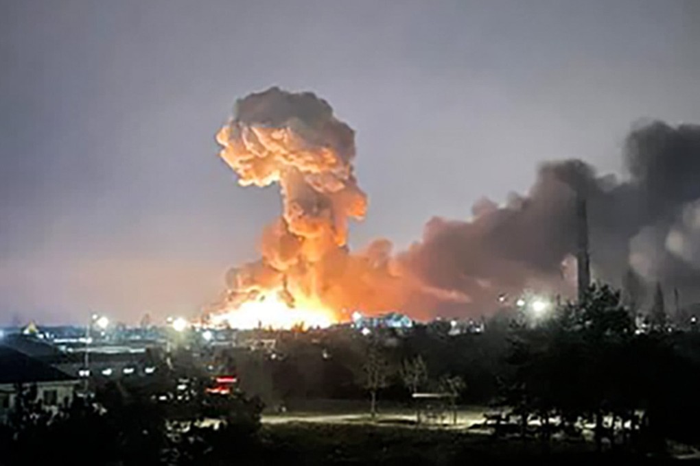 An explosion in Kyiv, February 24, 2022. Photo: Captured from Twitter/The New Zealand Herald