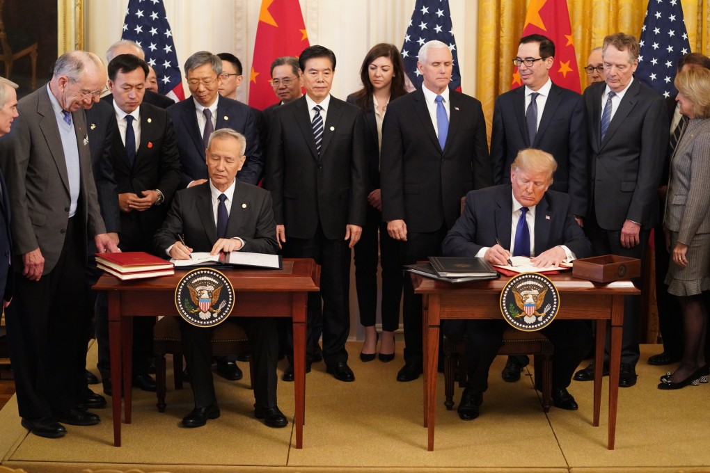 The phase-one trade deal was formally signed on January 15, 2020, by Trump and Chinese Vice-Premier Liu He, with its provisions taking effect one month later. Photo: Xinhua