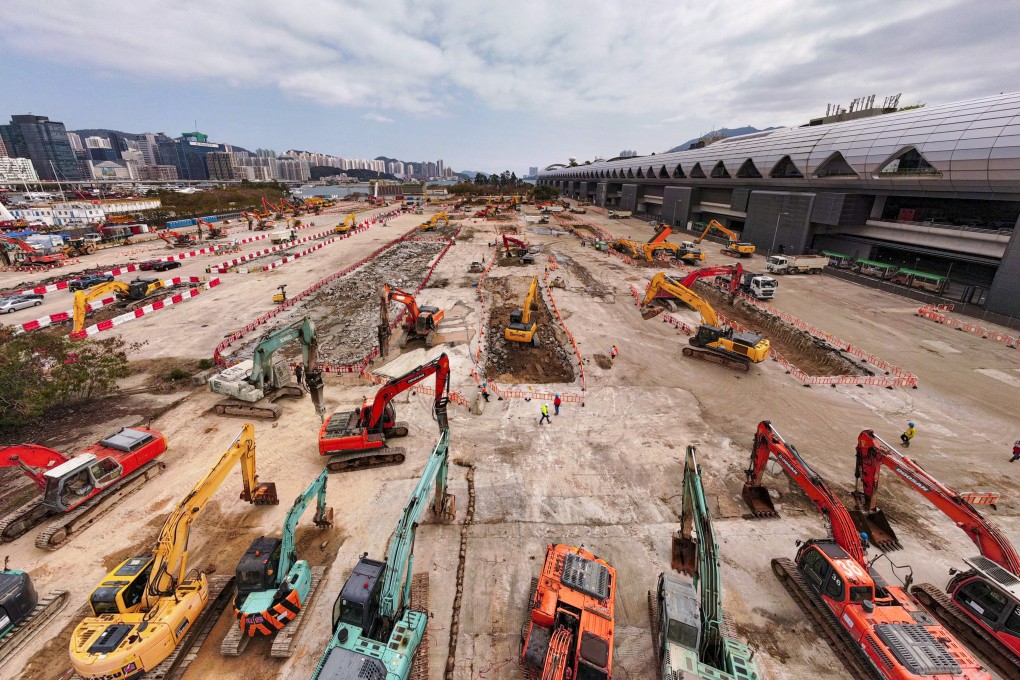Work continues on an isolation facility at Kai Tak site. Photo: Martin Chan