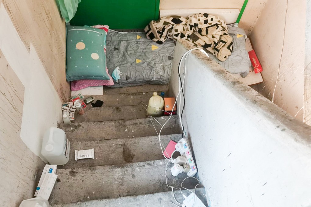 Sleeping conditions for a Covid-19 positive resident living in a tenement building. Photo: Handout