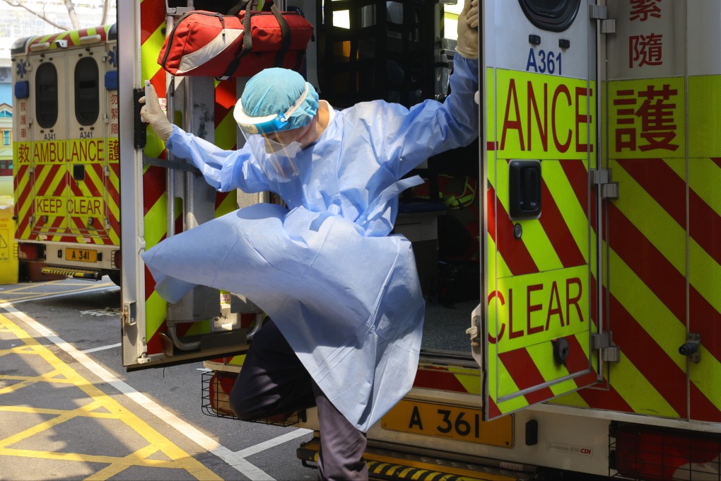 A paramedic takes patients to Queen Elizabeth Hospital in Jordan. Photo: Dickson Lee