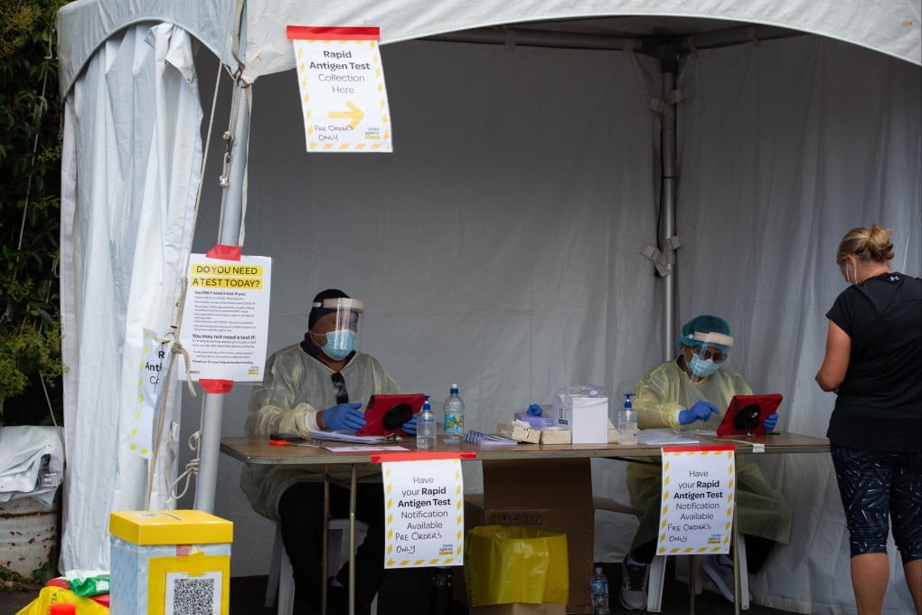 People queue for rapid antigen tests in New Zealand on February 24, 2022. Photo: New Zealand Herald
