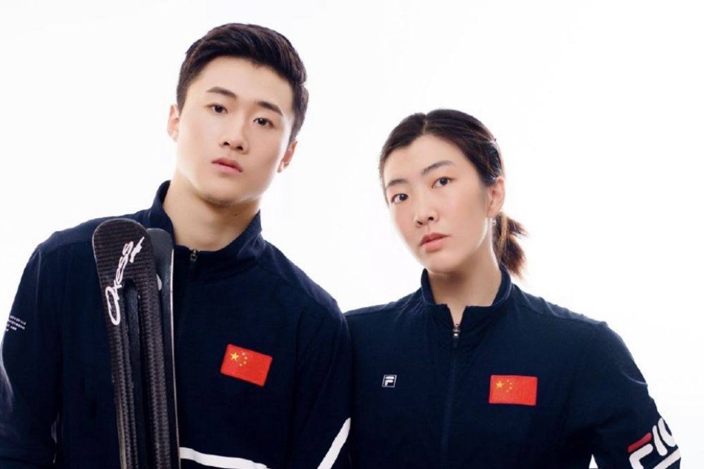 Chinese freestyle skiers Wang Xindi (left) and Xu Mengtao at the Winter Olympic. Photo: Weibo / Wang Xindi