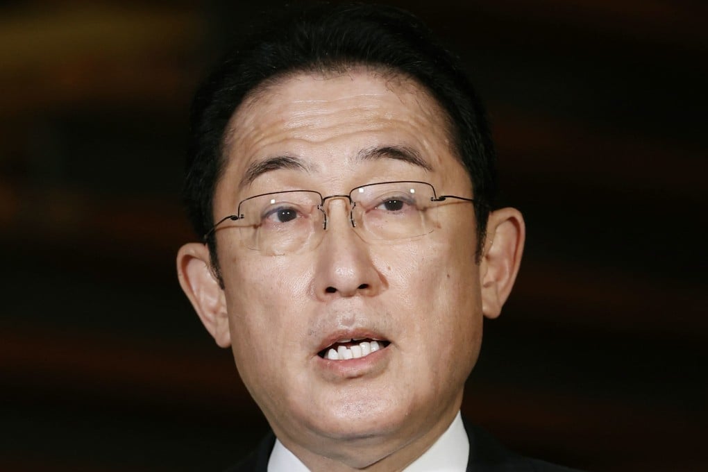 Japanese Prime Minister Fumio Kishida speaks to reporters in Tokyo on Monday. Photo: Kyodo