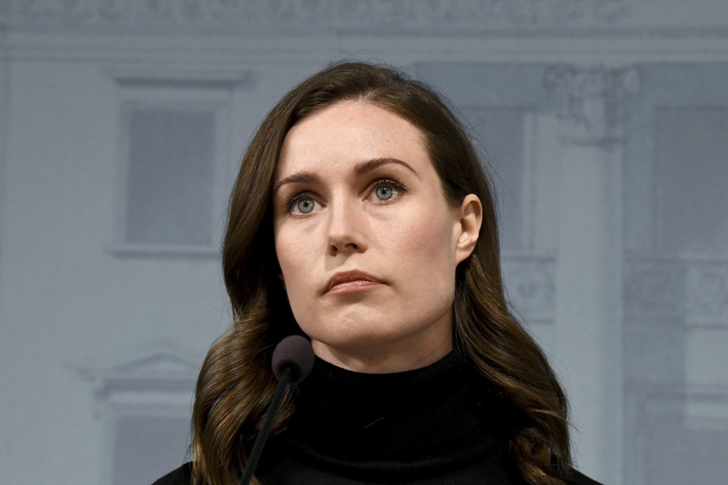 Finland’s Prime Minister Sanna Marin gives a press conference on Ukraine in Helsinki, Finland on Monday. Photo: Lehtikuva/Jussi Nukari via Reuters