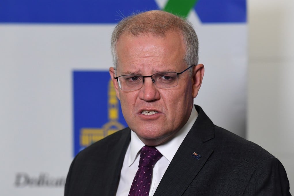 Australian Prime Minister Scott Morrison speaks during a press conference in Brisbane, Queensland, Australia. February 28, 2022. Photo: EPA-EFE