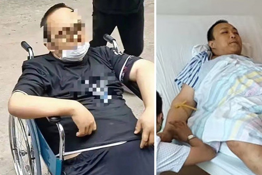 A Chinese man who made up a story about being kept as a ‘ blood slave’ held by authorities for seriously affecting social order. Photo: SCMP artwork
