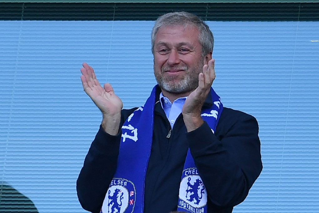 Chelsea’s Russian owner, Roman Abramovich, applauds as players celebrate winning the Premier League title in 2017. Photo: Ben Stansall/AFP/Getty Images/TNS