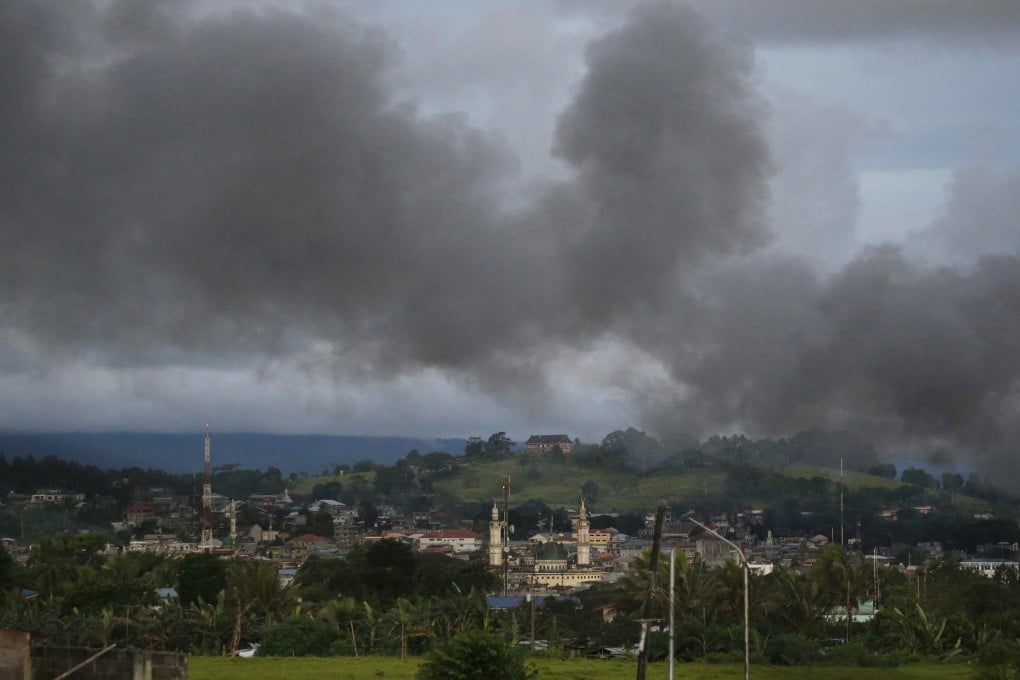 Military air strikes in Marawi city, southern Philippines, in 2017. Photo: AP