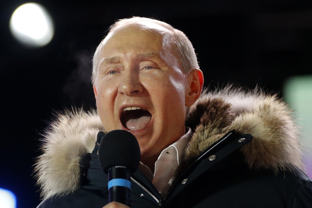 Russian President Vladimir Putin speaks to supporters during a rally near the Kremlin in Moscow in March 2018. Photo: AP