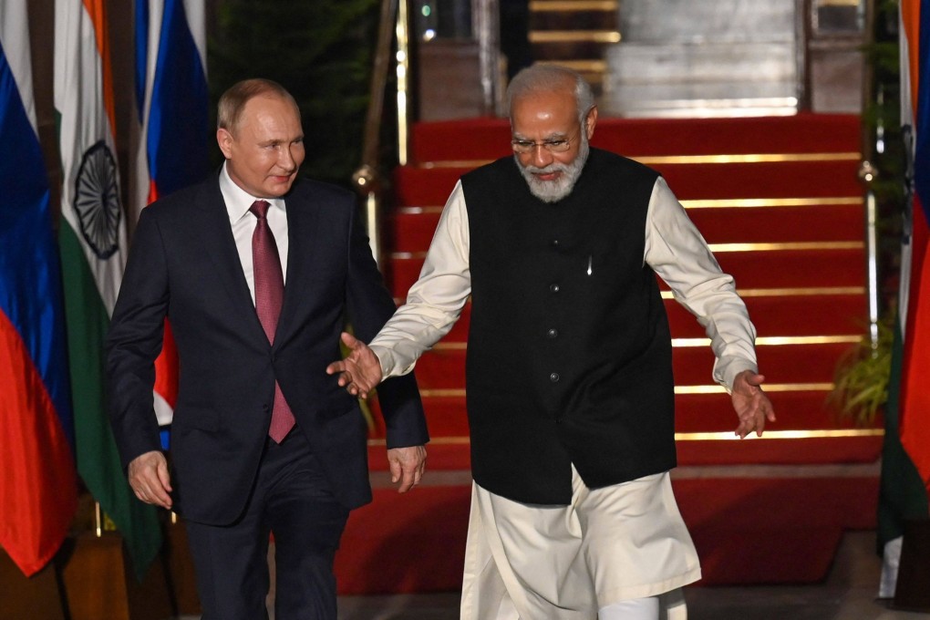 Indian Prime Minister Narendra Modi (right) with Russian President Vladimir Putin in New Delhi last year. Photo: AFP
