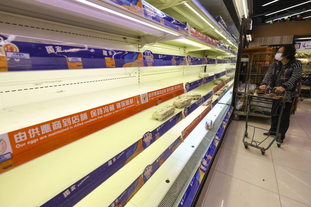 Bare shelves at seen at a ParknShop supermarket earlier this week. Photo: Dickson Lee