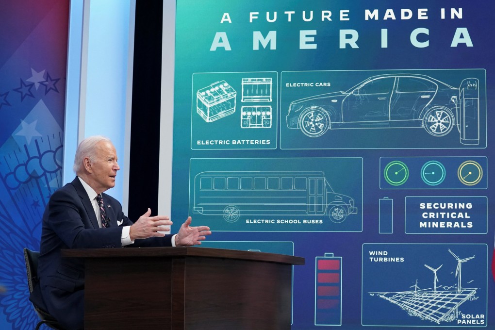 US President Joe Biden attends a virtual roundtable on securing critical minerals, at the White House in Washington on February 22. Photo: Reuters
