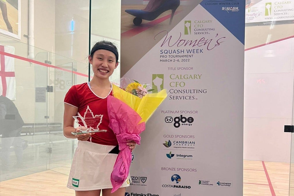 Ho Tze-lok with her trophy in Calgary. Photo: Hong Kong Squash