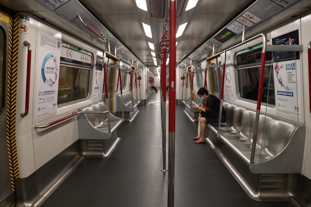 A near-empty MTR train carriage in Hong Kong. The city’s transport chief has said public services will still be maintained during a coming mass testing exercise. Photo: K. Y. Cheng