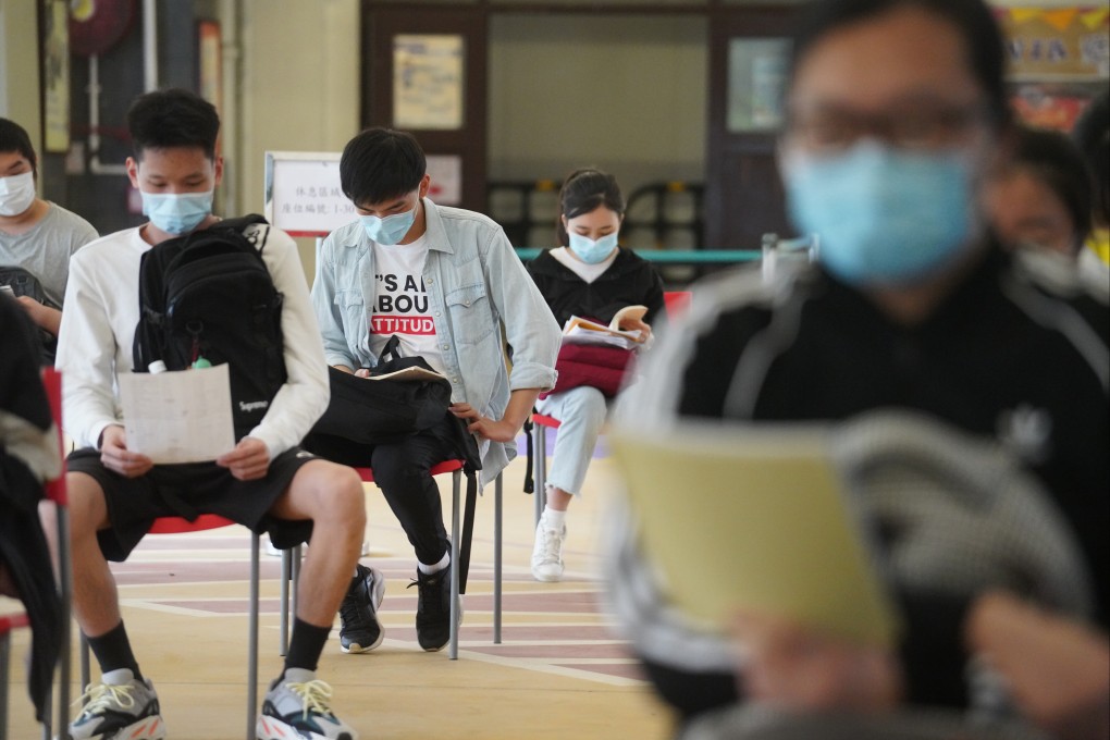 Students revise for their DSE exam at a school in San Po Kong, Hong Kong, on April 27, 2021. Hong Kong’s annual university entrance exams will kick off on April 22 as scheduled, but the exam period will be compressed to three weeks. Photo: Winson Wong