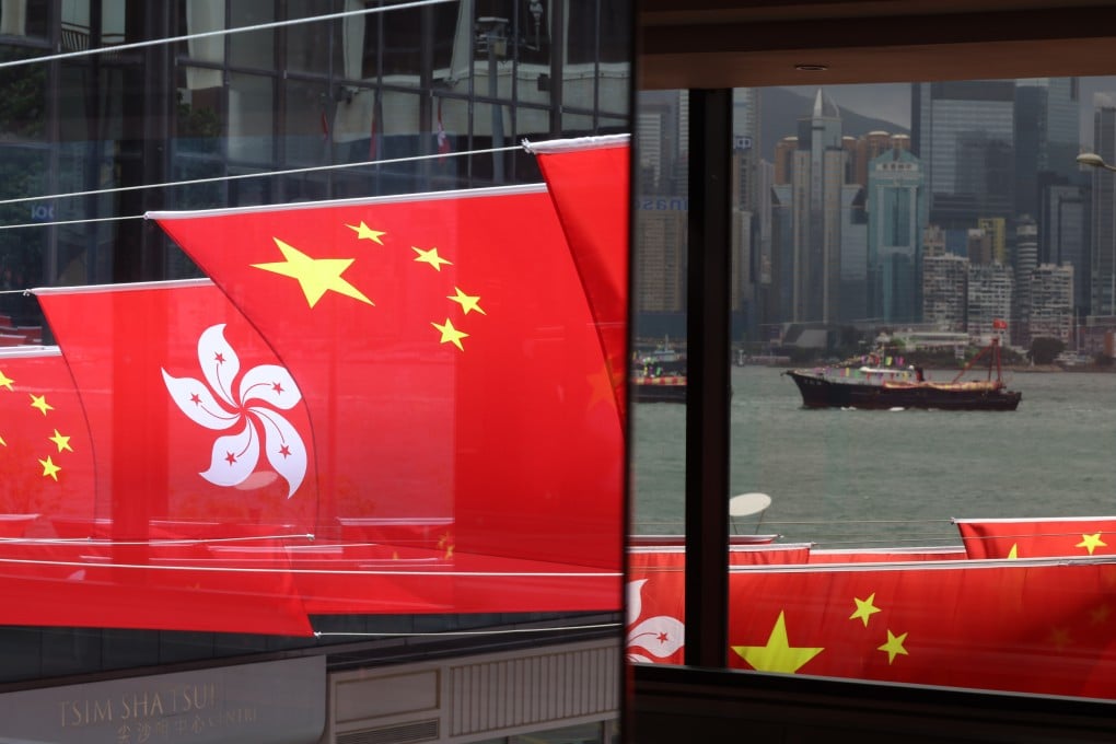 China’s National flag and Hong Kong Special Administrative Region’s flag in East Tsim Sha Tsui, Hong Kong. Photo: May Tse