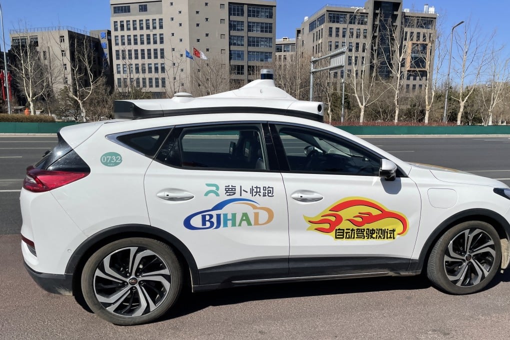 A Baidu robotaxi arriving within minutes after being hailed through its dedicated smartphone app on March 7. Photo: SCMP/ Che Pan