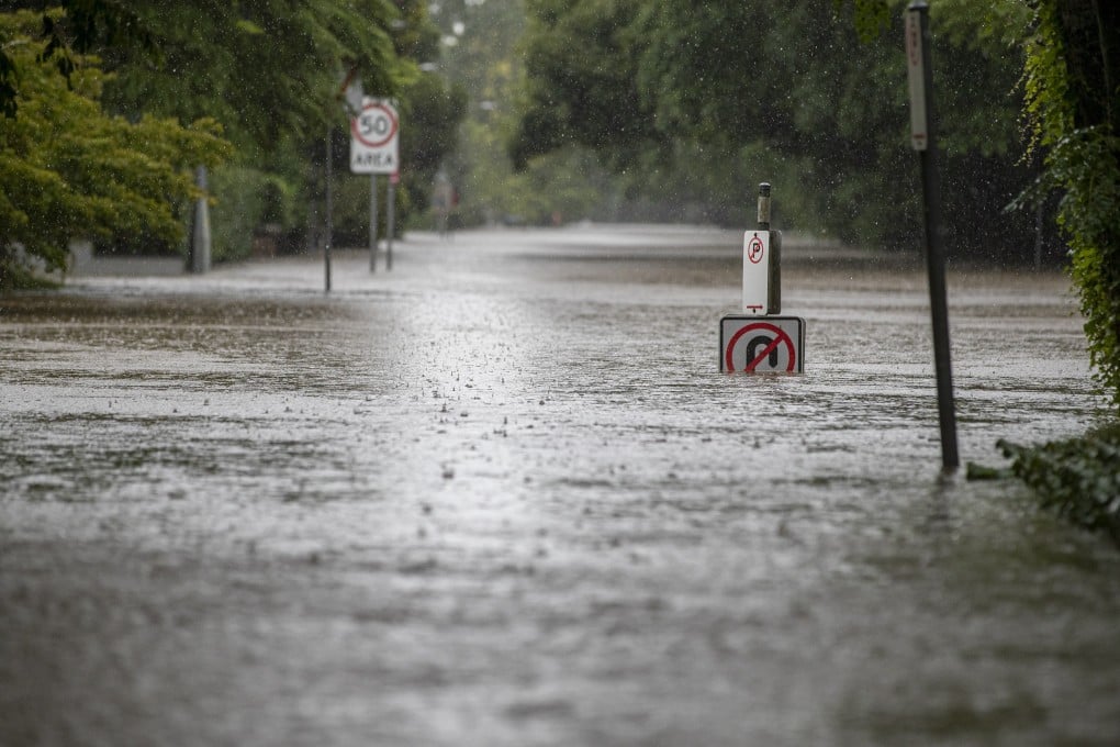 A flooded road is seen in New South Wales, Australia on Tuesday. Photo: Xinhua