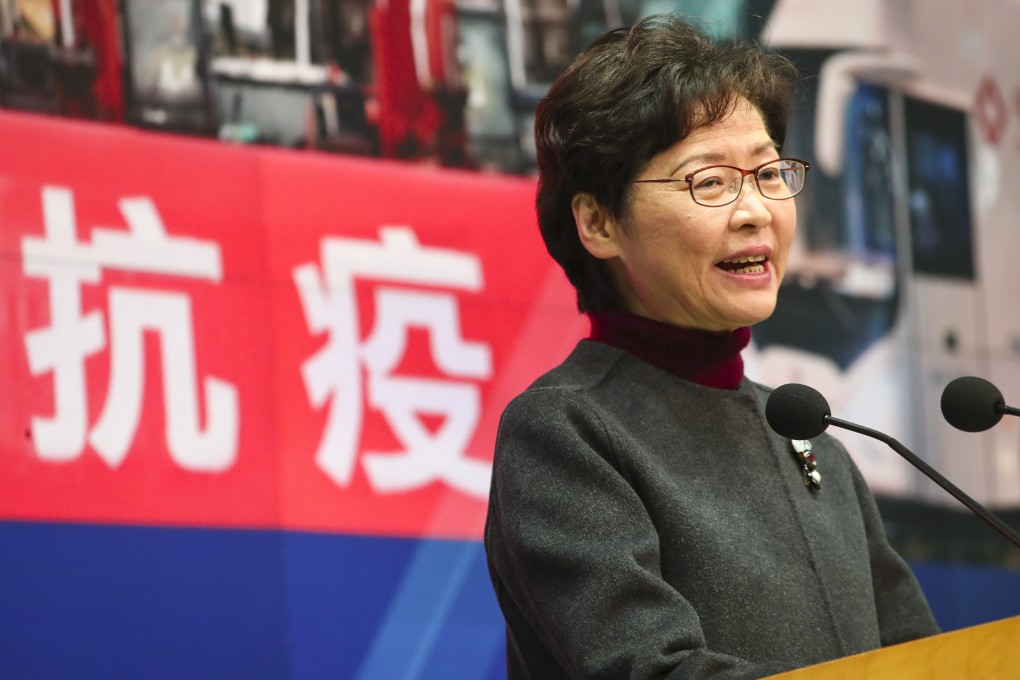 Chief Executive Carrie Lam meets the media at government headquarters. Photo: Edmond So