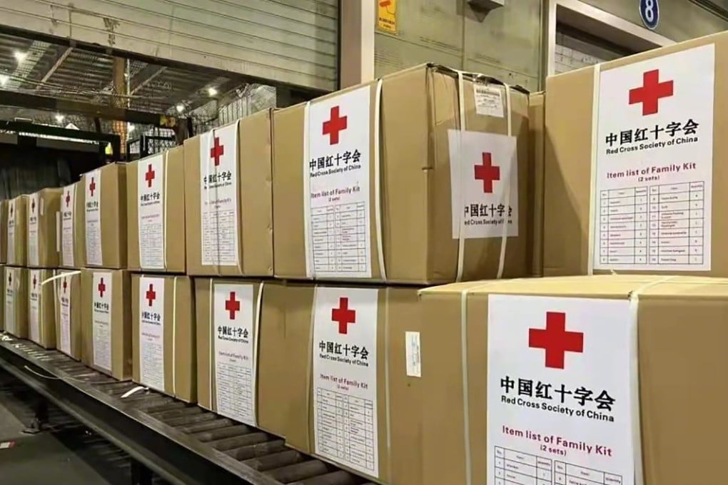 The first shipment of food and other necessities are part of a US$791,300 emergency aid donation. Photo: Weibo