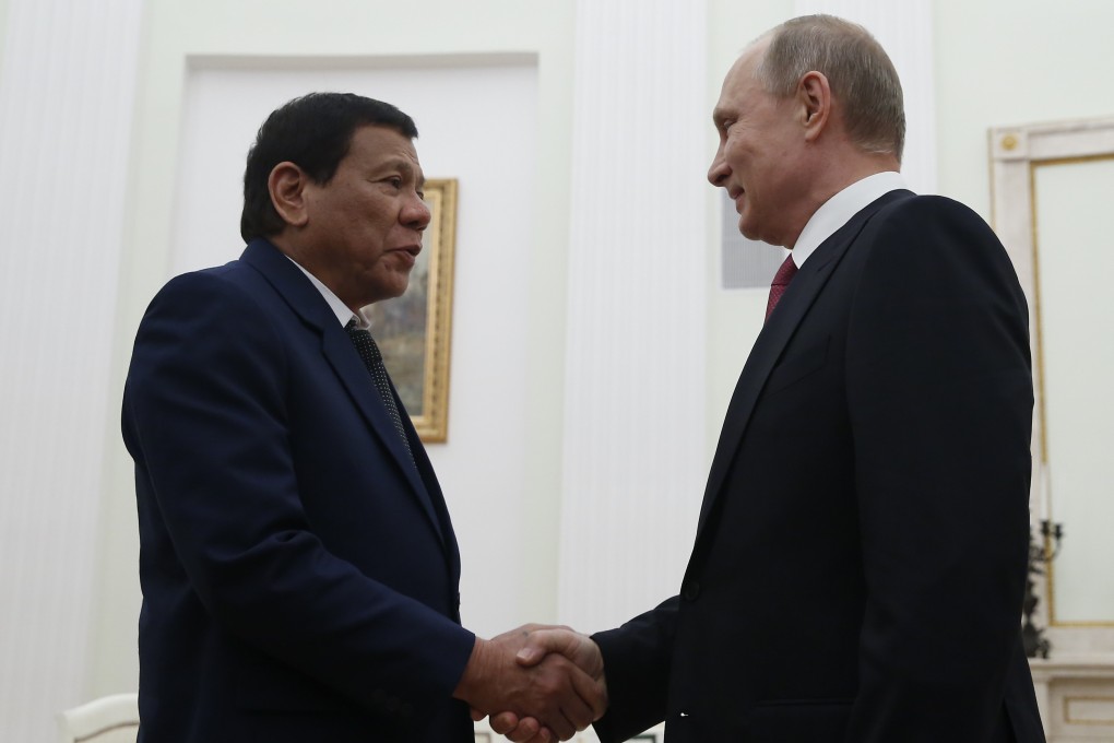 Philippine President Rodrigo Duterte (left) has nurtured closer ties with Russian leader Vladimir Putin. File photo: AFP