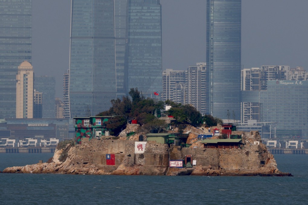 The flag of Taiwan is seen painted on Shihyu Islet in front of Xiamen, a mainland China city. US defence officials said that Russia’s invasion of Ukraine might embolden Beijing in its dealing with Taipei. Photo: Reuters