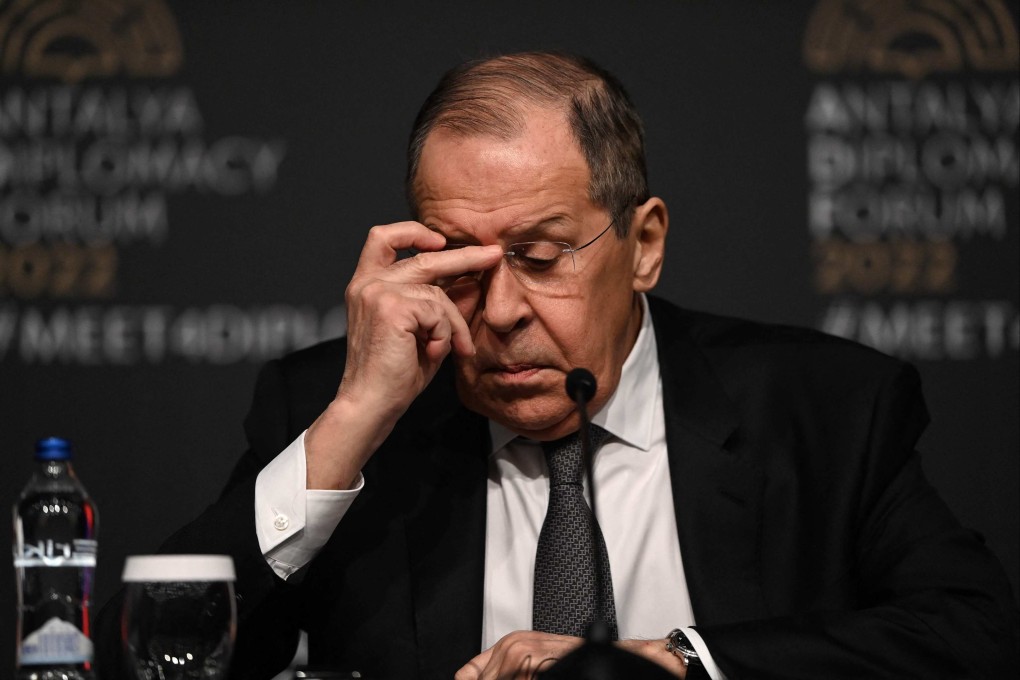 Russian Foreign Minister Sergei Lavrov gives a press conference after meeting Ukraine’s Foreign Minister for talks in Turkey. Photo: AFP