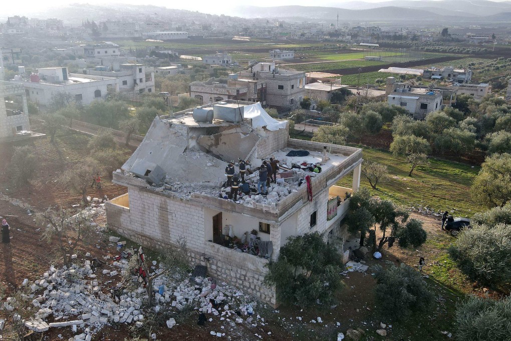 An aerial view of the house in which Islamic State leader Abu Ibrahim al-Hashimi al-Qurayshi died during a raid by US special forces in Syria in February. Photo: AFP