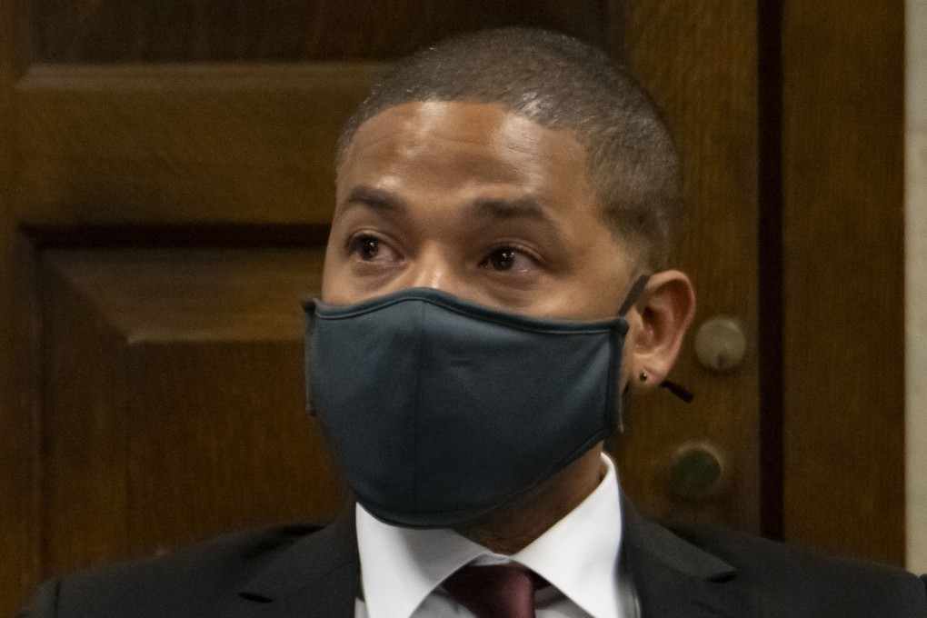 Actor Jussie Smollett tears up in the court.  Photo: AP