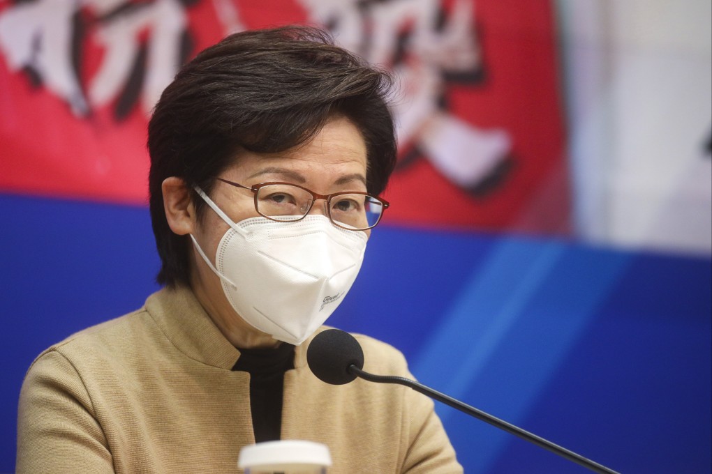 Chief executive Carrie Lam speaks during a news conference in Tamar on March 10.  Photo: Handout