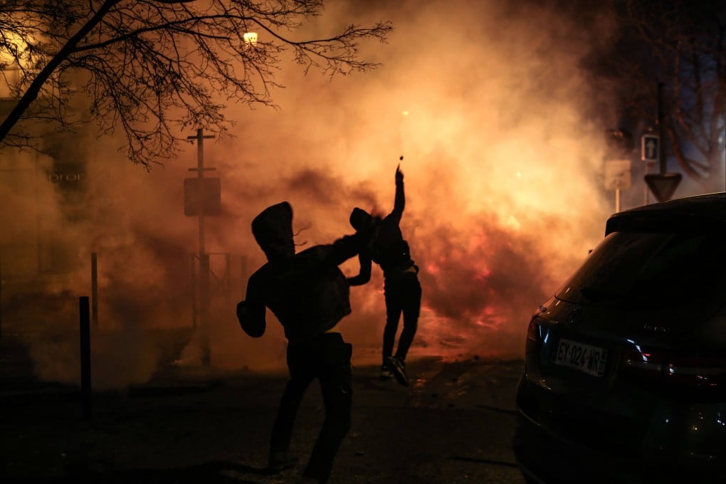 Protesters clash with police in Bastia on France’s Mediterranean island of Corsica on March 13. Photo: AFP