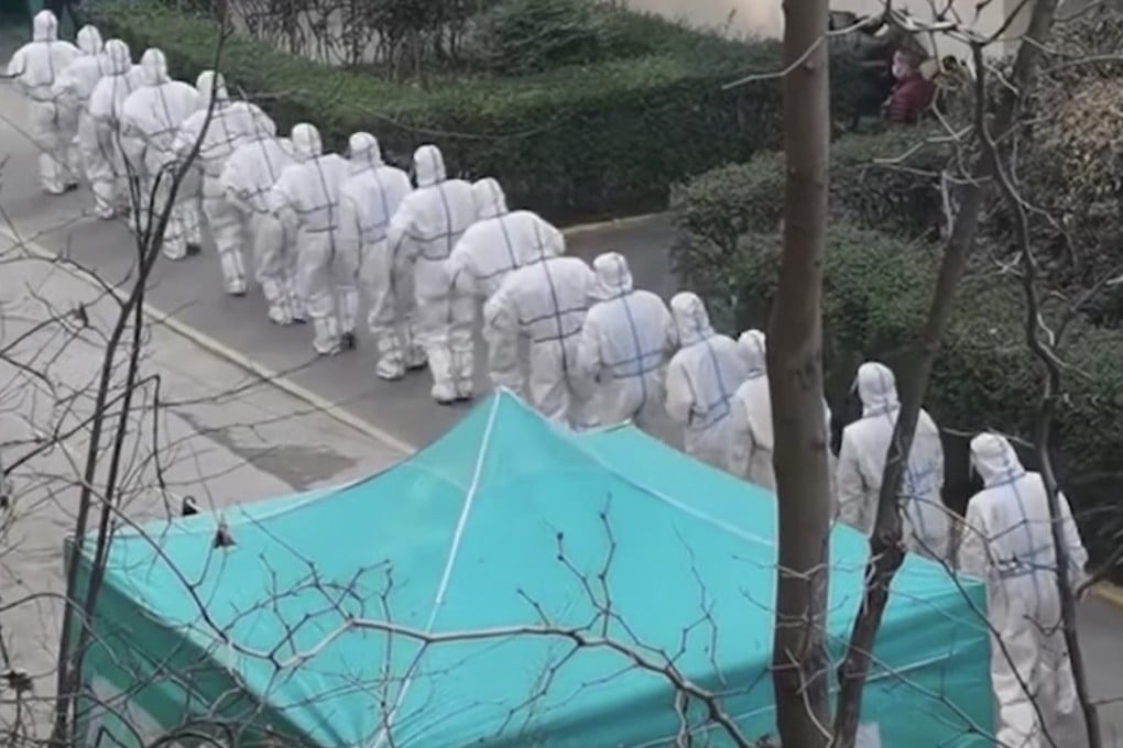 Anti-pandemic workers gathered in Xi’an to perform a ‘rabbit dance’ before starting the day’s work. Photo: YouTube
